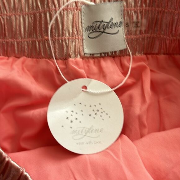 Mitylene Pink Ruffle Tiered Skort in metallic Size S / NWT - Picture 4 of 7